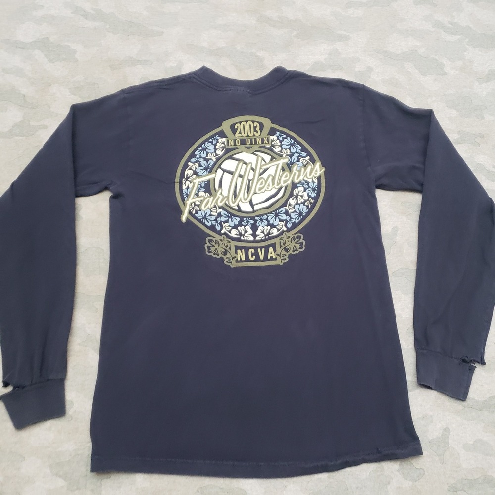 Vintage Anvil Top Womens Small Blue Pullover Long Sleeve